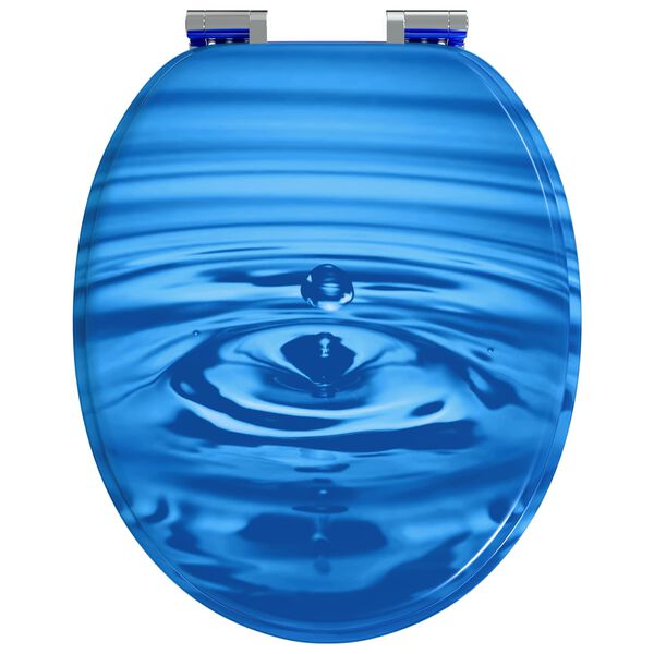 vidaXL Sedile del WC Goccia blu 44 x 38 cm Pannello MDF