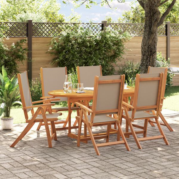 vidaXL Set Pranzo da Giardino 7pz Legno Massello di Acacia e Textilene