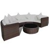 vidaXL Set Divani da Giardino 6 pz con Cuscini in Polyrattan Marrone