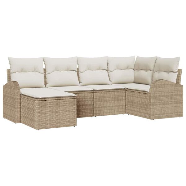 vidaXL Set Divano da Giardino 6 pcs Beige polyrattan