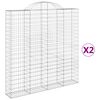vidaXL Cesti Gabbioni ad Arco 2 pz 200x30x200/220 cm Ferro Zincato