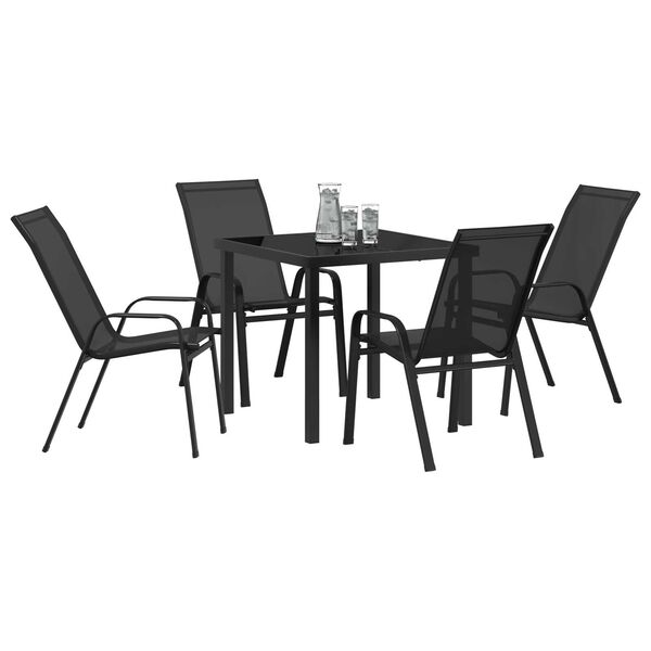 vidaXL Set da Pranzo per Giardino 5 pcs Nero