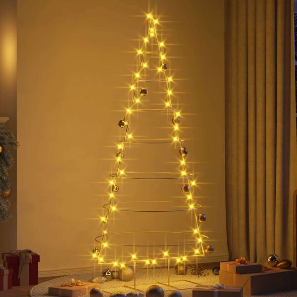 vidaXL Albero di Natale in metallo con supporto Oro 210 cm