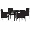 vidaXL Set da Pranzo per Giardino con cuscino 5 pcs Nero polyrattan