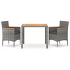 vidaXL Set da Pranzo Giardino 3 pz Polyrattan e Massello Acacia Grigio