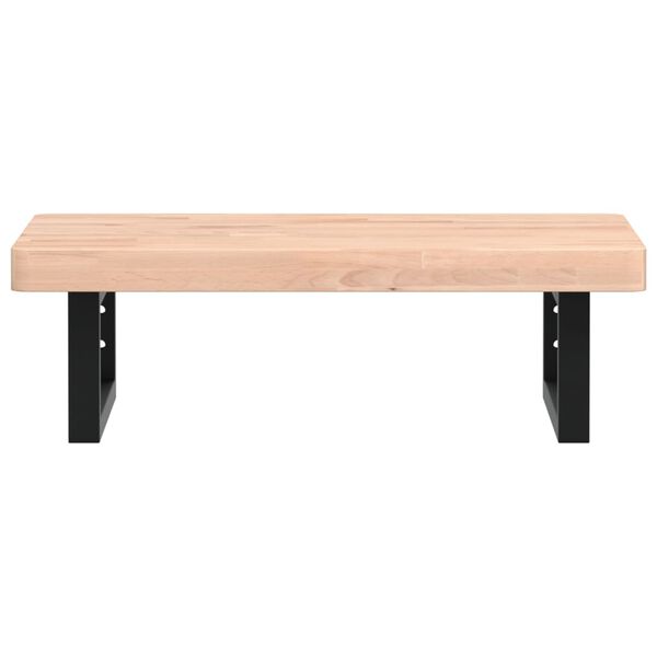 vidaXL Ripiano a Parete per Lavabo in Acciaio e Massello di Faggio