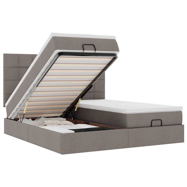 vidaXL Struttura Letto Pouf con Materassi Tortora 160x200cm in Tessuto