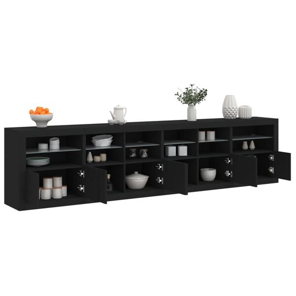 vidaXL Credenza con Luci LED Nera 283x37x67 cm