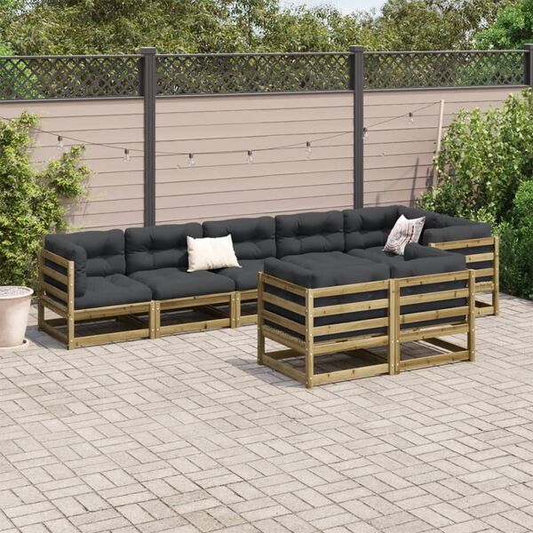 vidaXL Set Divani da Giardino 8 pz in Legno Impregnato di Pino