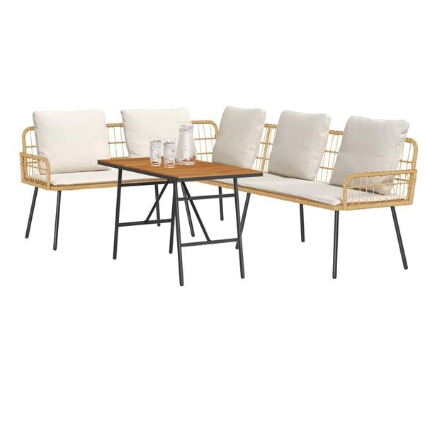 vidaXL Set Divano da Giardino 2 pcs Beige polyrattan