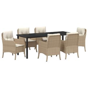 vidaXL Set da Pranzo per Giardino 7 pz Beige polyrattan