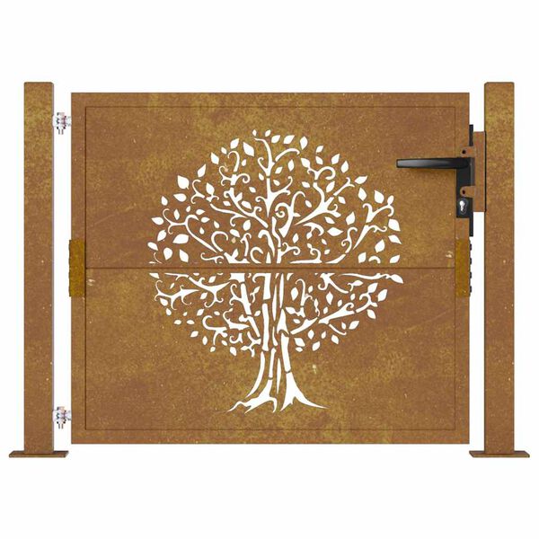 vidaXL Cancello da giardino 100x100 cm in acciaio Corten con design ad albero