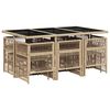 vidaXL Set Pranzo da Giardino 11 pz con Cuscini Beige Misto Polyrattan