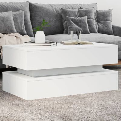 vidaXL Tavolino da Soggiorno con Luci LED Bianco 90x50x40 cm