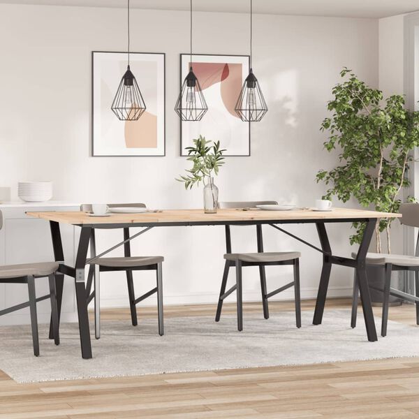 vidaXL Tavolo da Pranzo Telaio a Y 200x100x75 cm Legno Pino e Acciaio