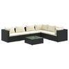 vidaXL Set Salotto da Giardino 7 pz con Cuscini in Polyrattan Nero