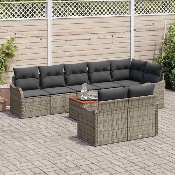 vidaXL Set Divano da Giardino 9 pcs Grigio
