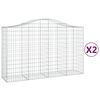 vidaXL Cesti Gabbioni ad Arco 2 pz 200x50x120/140 cm Ferro Zincato