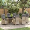 vidaXL Set da Pranzo per Giardino con cuscino 7 pcs Beige polyrattan