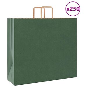 vidaXL Sacchetti di Carta 250 pz con Manici Verdi 54x15x49 cm