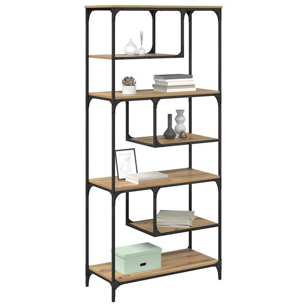 vidaXL Libreria rovere artigianale 81 x 36 x 176 cm Legno multistrato