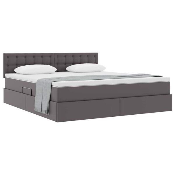 vidaXL Letto con Contenitore Grigio 180 x 200 cm Pelle Sintetica