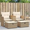 vidaXL Divano da Giardino 2 Posti con Sgabelli Beige in Polyrattan