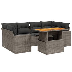 vidaXL Set Divani da Giardino 7 pz con Cuscini Grigio in Polyrattan