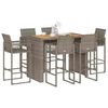 vidaXL Set Bar da Giardino 7pz senza Cuscini Grigio Polyrattan Acacia