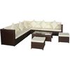 vidaXL Set Divani da Giardino 8 pz con Cuscini in Polyrattan Marrone