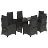 vidaXL Set da Pranzo da Giardino 7 pz Nero con Cuscini in Polyrattan