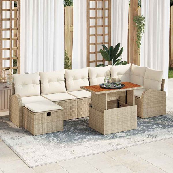 vidaXL Set Divano da Giardino con cuscino 8 pcs Beige Poly Rattan
