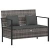 vidaXL Panca da Giardino a 2 Posti con Cuscini in Polyrattan Grigio