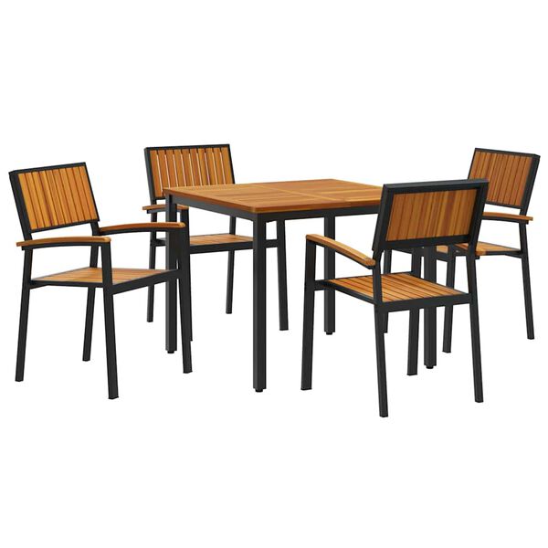 vidaXL Set da Pranzo per Giardino 5 pcs Nero e marrone