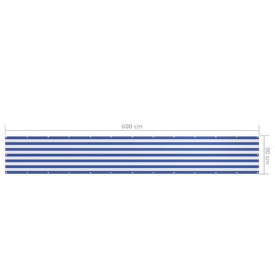 vidaXL Paravento Balcone Bianco e Blu 90x600 cm Tessuto Oxford