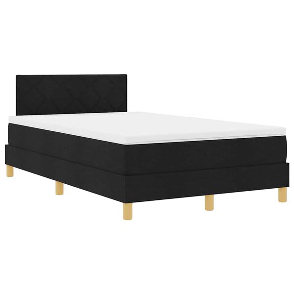 vidaXL Letto a Sorgente LED con materasso Nero 120 x 190 cm Tessuto