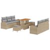 vidaXL Set Divano da Giardino con cuscino 9 pcs Beige Poly Rattan