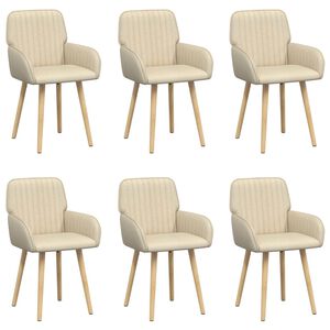 vidaXL Sedie da pranzo 6 pcs Tessuto Crema 56,5 x 50 x 87,5 cm