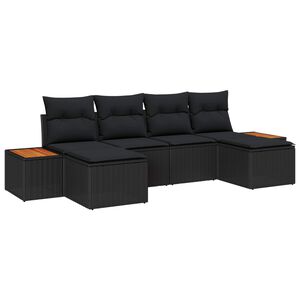 vidaXL Set Divano da Giardino 6 pcs Nero Rattan in Polipropilene