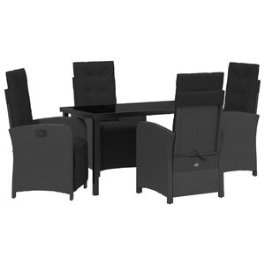 vidaXL Set da Pranzo per Giardino con cuscino 5 pcs Nero polyrattan