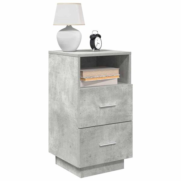 vidaXL Comodino con 2 Cassetti Grigio Cemento 36x36x68 cm