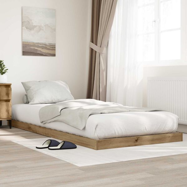 vidaXL Struttura letto a terra Rovere artigianale 80 x 200 cm