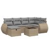 vidaXL Set Divano da Giardino 7 pz con Cuscini Beige Misto Polyrattan