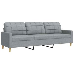 vidaXL Divano a 3 Posti Grigio Chiaro 210 cm in Tessuto
