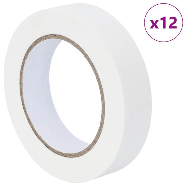 vidaXL Nastri Adesivi per Pittori 12 pcs Bianco 25mm x 50m Carta