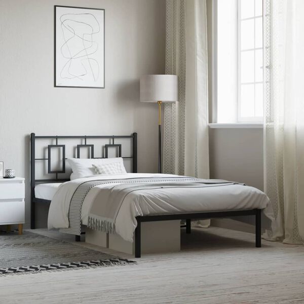 vidaXL Giroletto con Testiera in Metallo Nero 107x203 cm