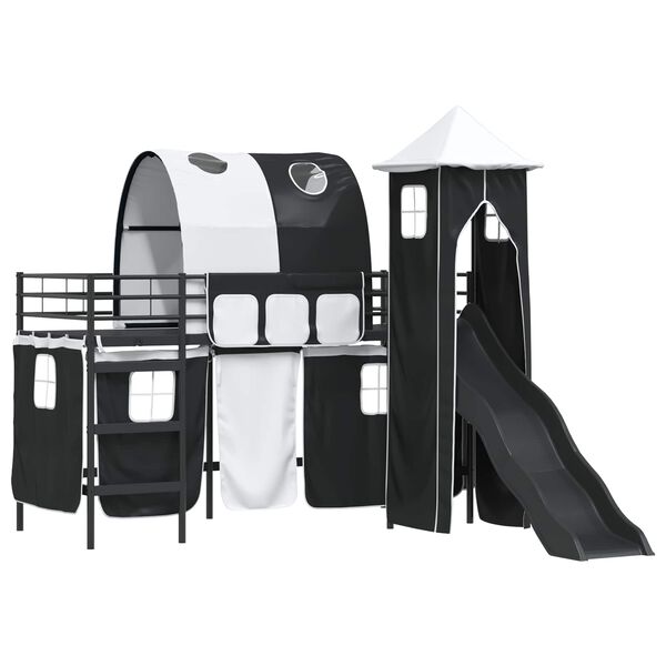 vidaXL Struttura del letto loft per bambini Nero 74,5 x 190 cm Metallo
