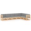 vidaXL Set Salotto Giardino 7 pz Cuscini Antracite Legno Massello Pino