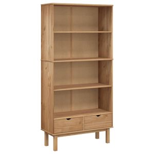 vidaXL Libreria OTTA con 2 Cassetti Marrone in Legno Massello di Pino