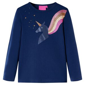 vidaXL Maglietta da Bambina Maniche Lunghe Blu Marino 128